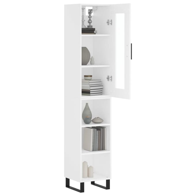 vidaXL - Hoge - kast - 34,5x34x180 - cm - bewerkt - hout - wit