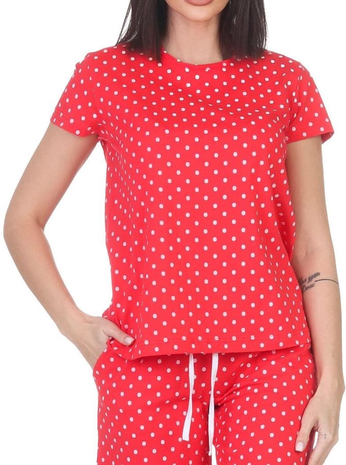 Damespyjamashirt met korte mouwen mix & match