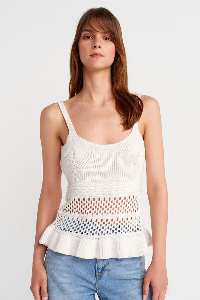 Aangemeten Geribbelde Tricot Camisole Blouse