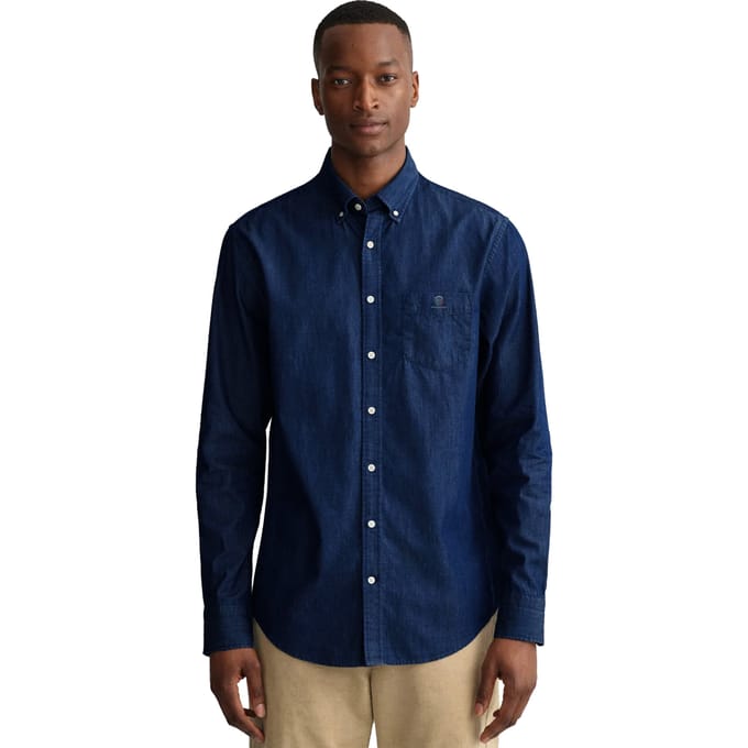 Enzo Heren Regular Fit Denim Overhemd