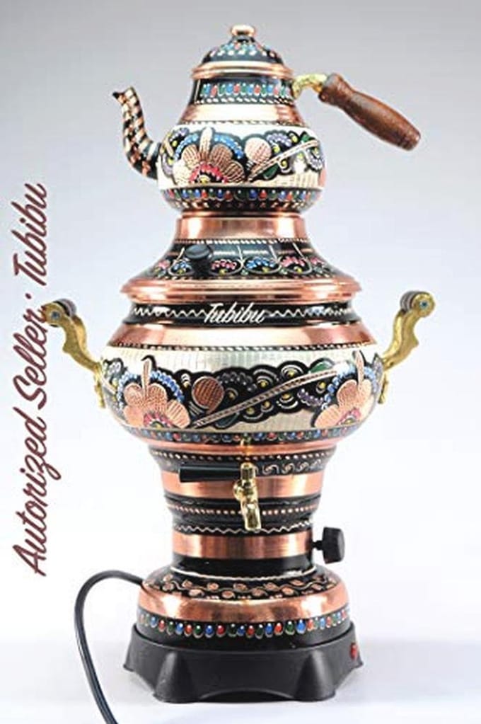 Elektrische Samovar Theepot Set met Handgemaakte Koper