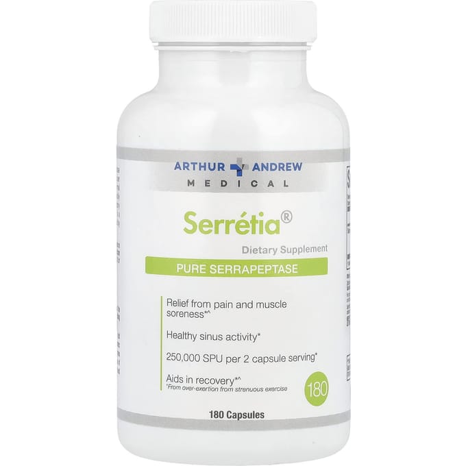 Serretia, Pure Serrapeptase, 250.000SPU, 180 capsules (125.000 Spu per capsule)