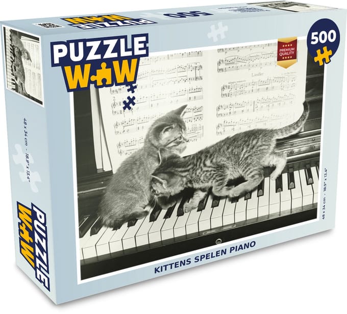 Puzzel Kittens spelen piano - Legpuzzel - Puzzel 500 stukjes