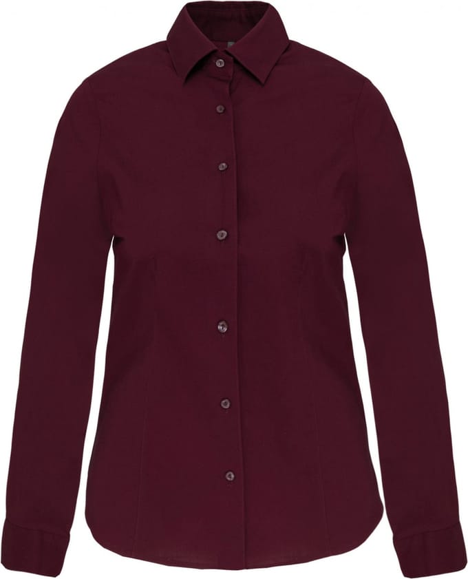 Kariban Dames stretch blouse lange mouwen K530 - Wine - S