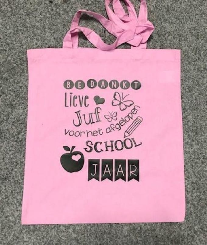 Tas Cadeau juf  BEDANKT roze