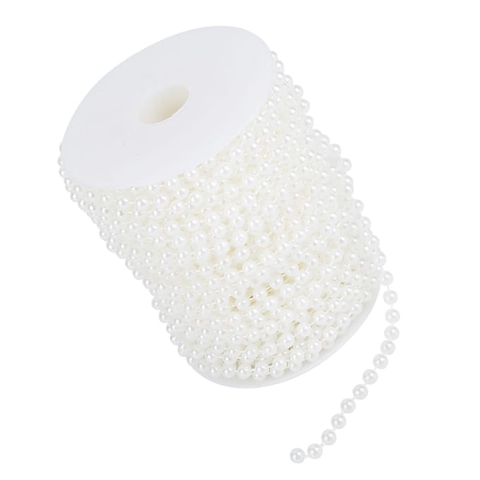25m rol Slijpende Parel Draad Kralen Sling Sling DIY Bruiloft Decoratie 6mm(wit) wit