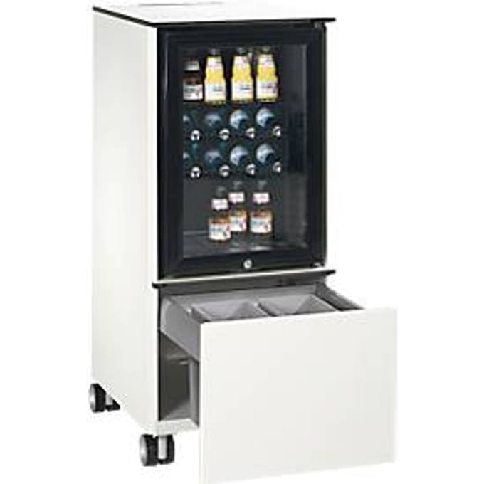 Caddy ASISTO C 3000, met koelkast, met afvalverzamelaar, verrijdbaar, wit