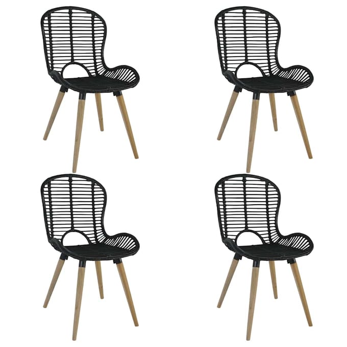 vidaXL - Eetkamerstoelen - 4 - st - natuurlijk - rattan - zwart