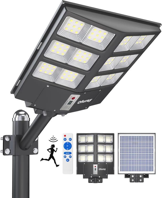 Zonne-energie Straatlantaarn met Bewegingssensor – 6500K Buitenlamp voor Tuin en Garage