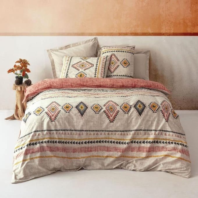 Parure de lit - 1 housse de couette 220 x 240 cm + 2 taies d'oreiller 60 x 60 cm - 100% coton renforcé - Rouge