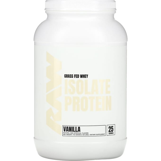 Raw Nutrition, Isolat de Protéine de Whey Nourri à l'Herbe, Vanille, 1,63 lb (740g)