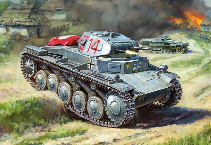 Zvezda Modelbouwpakket Militaire voertuigen - 6102 German Light Tank Pz.Kp.fw II Panzer Plastic - 1:100 - Modelbouw