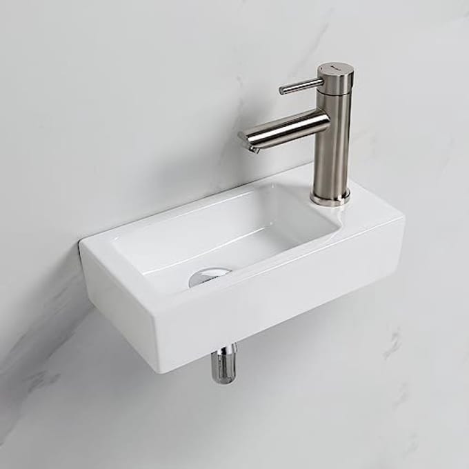 Compacte wandwastafel in keramiek - ruimtebesparend en eenvoudig te reinigen