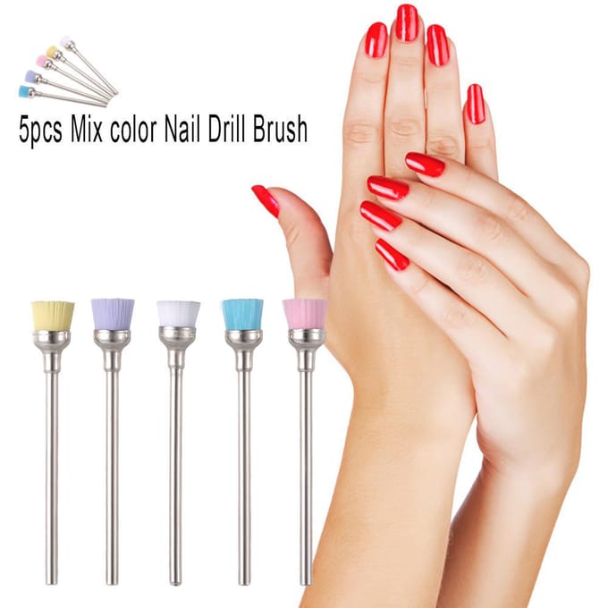1 stks/5 stks nagelboor reinigingsborstel elektrische 2,35 mm nail art boorborstel manicure accessoire 5Pcs(Mix color) beige