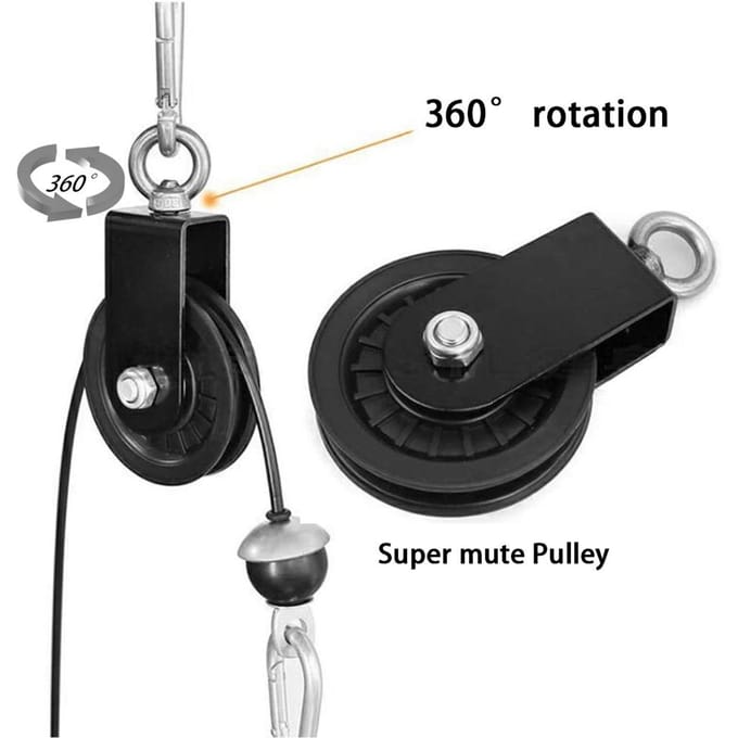360 Graden Rotatie Krachttraining Lager Katrolwiel Home Gym Apparatuur Indoor U-Type Draaibaar black