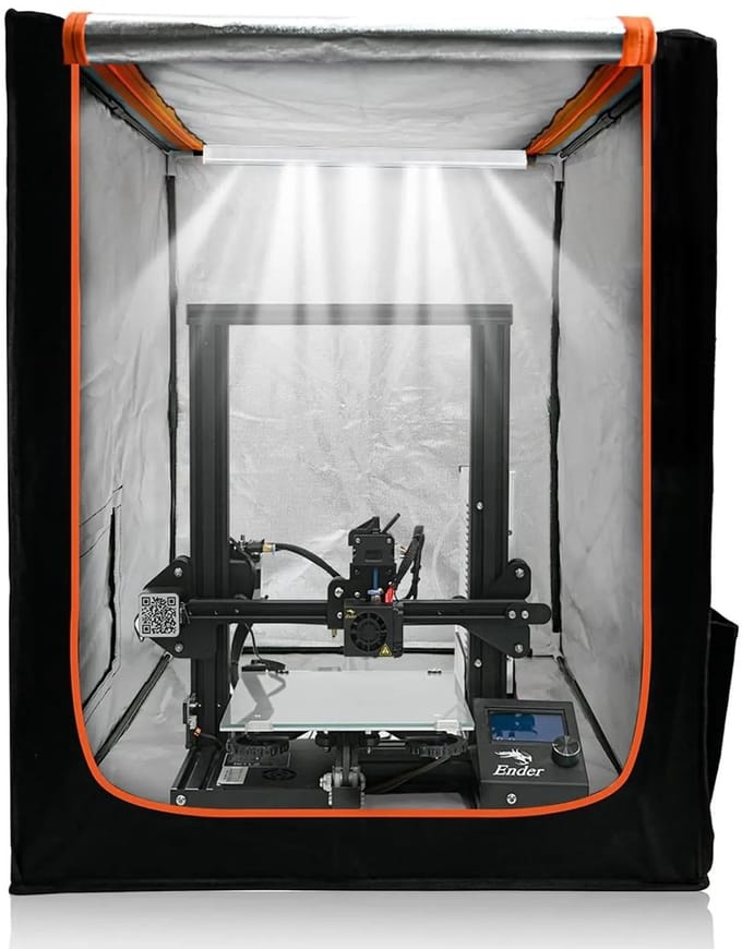 Emvae 3D Printer Enclosure - 3D printer accessoire - 3D Printer Behuizing - 3d Printer Hoes - Met LED-verlichting en Geluidsisolatie - 65 x 55 x 75 cm
