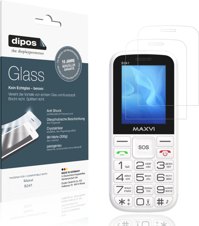 dipos – 2x Pantserfolie geschikt voor Maxvi B241 | 9H Screenprotector