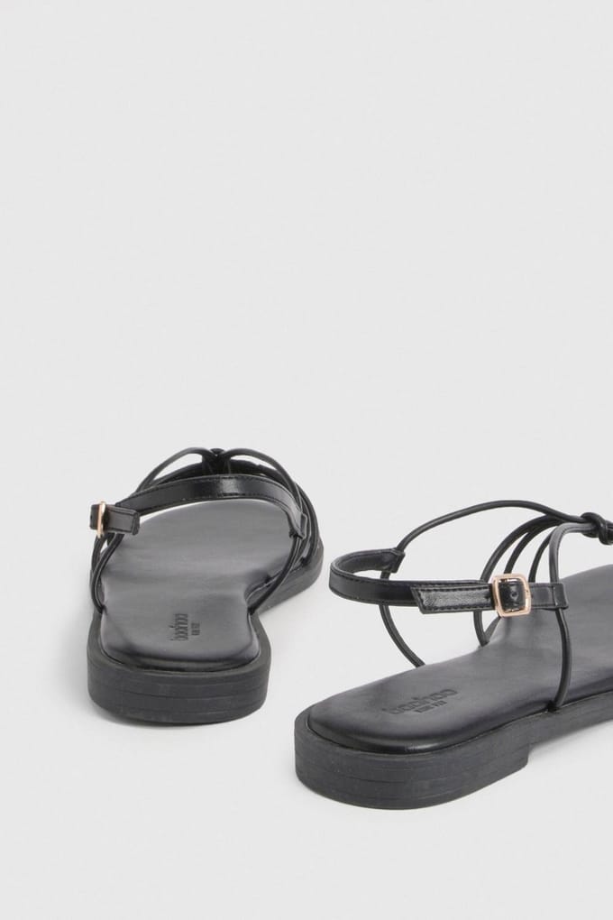 boohoo Dames Brede Pasvorm Bandjes Sandalen | Black | Maat: 6