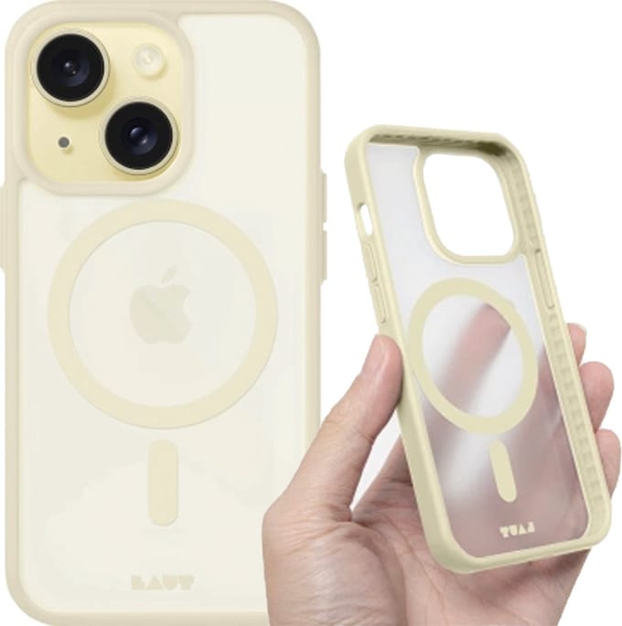 LAUT HUEX PROTECT Hoesje, Mat, Soft-Touch Afwerking, MagSafe® Compatibel, IMPKT Cell® Valbescherming, iPhone 14 Plus/15 Plus, Geel