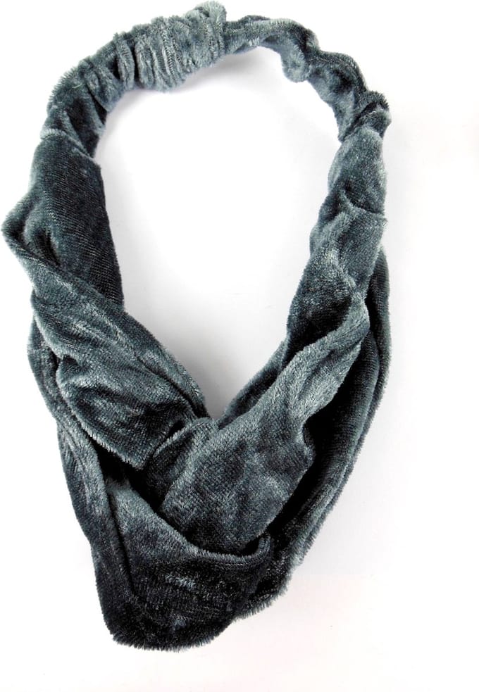 Haarband middel velvet knoop grijs.