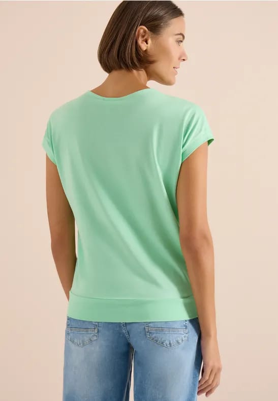Shirt met korte mouwen en V-hals in effen kleur
