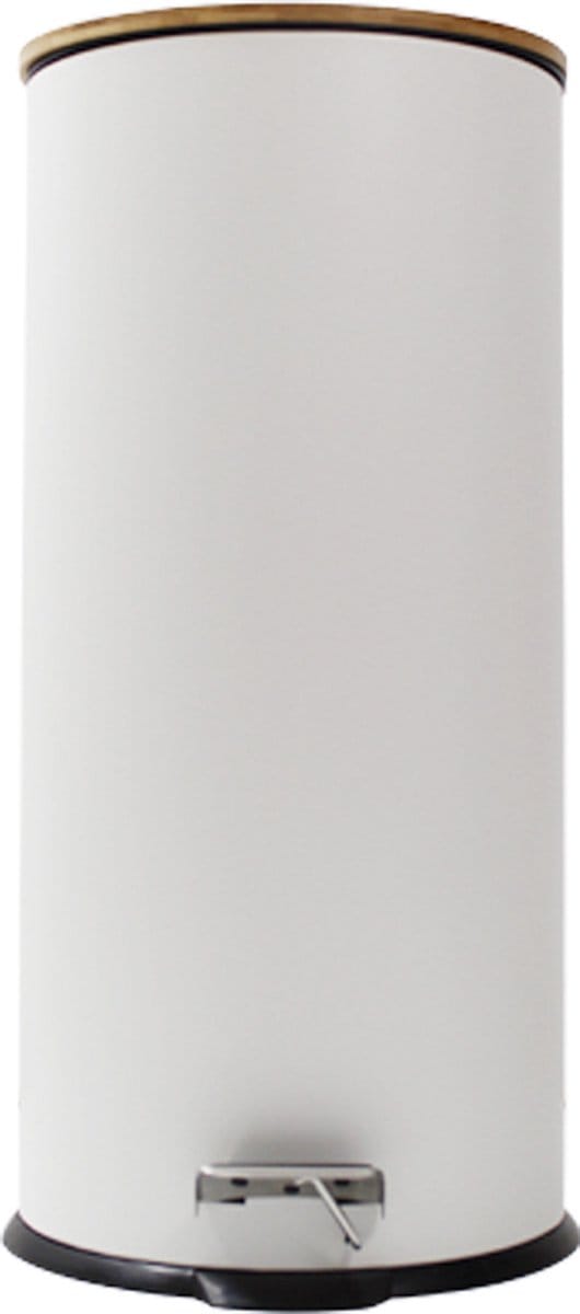 Houten wit afval met pedaal 30l ovaal - Fer|Bambou - Wit - SILUMEN