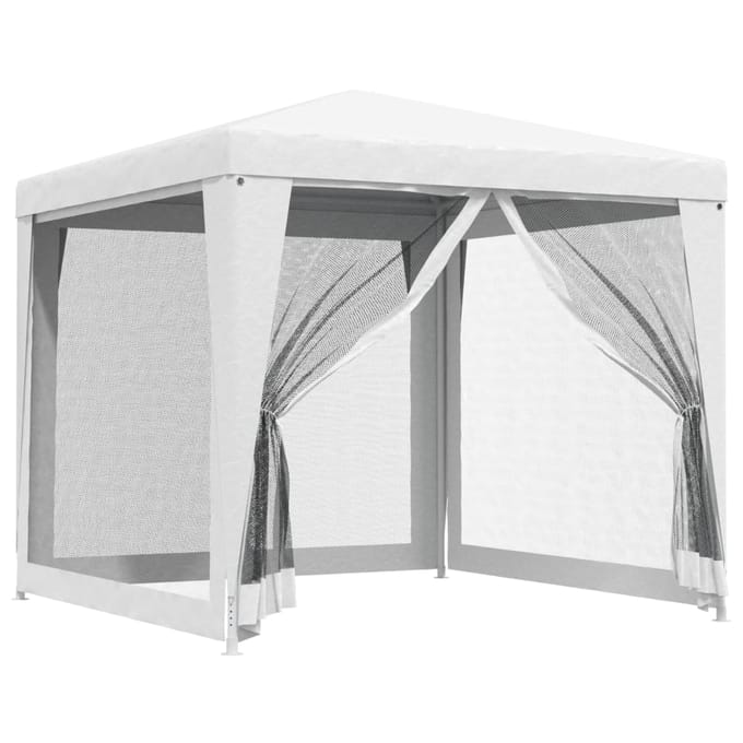 vidaXL - Partytent - met - 4 - mesh - zijwanden - 2,5x2,5 - m - wit