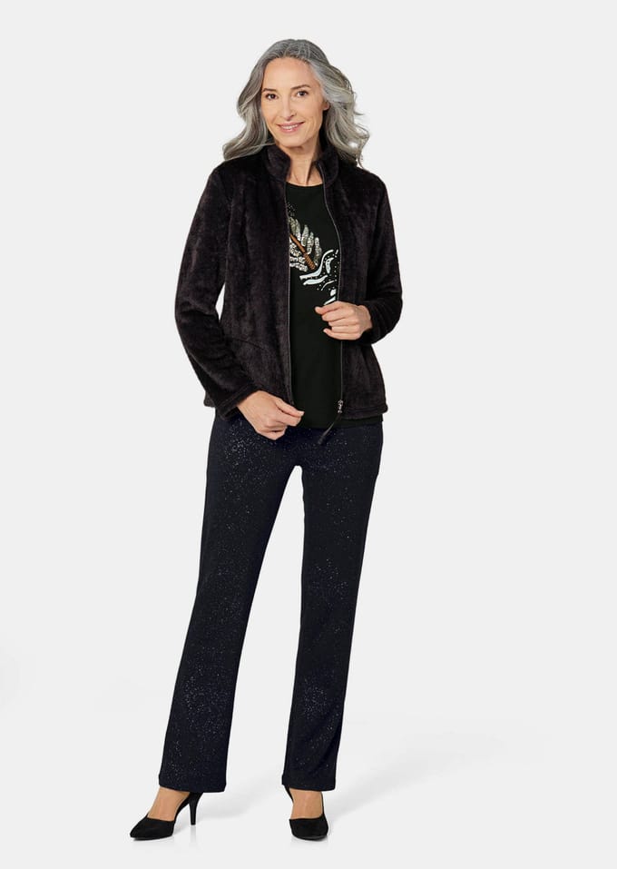 Jersey jasje - zwart - Gr. 48 van Goldner Fashion