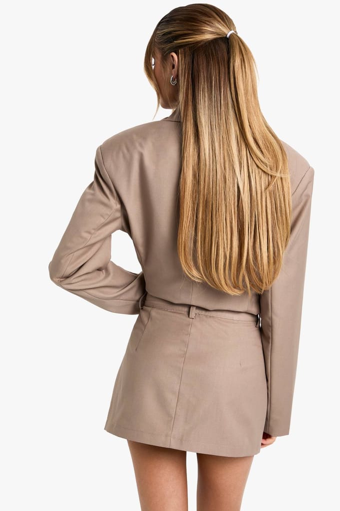 boohoo Dames Geweven Getailleerde Mini Rok | Paddestoel | Maat: 36