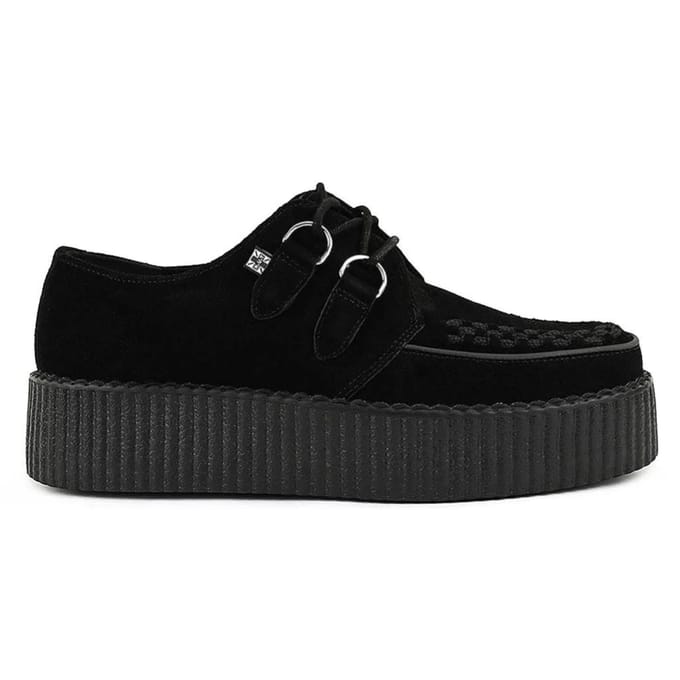 TUK Viva High Creeper Zwarte Suède Platform Veterschoenen Goth - AV6802