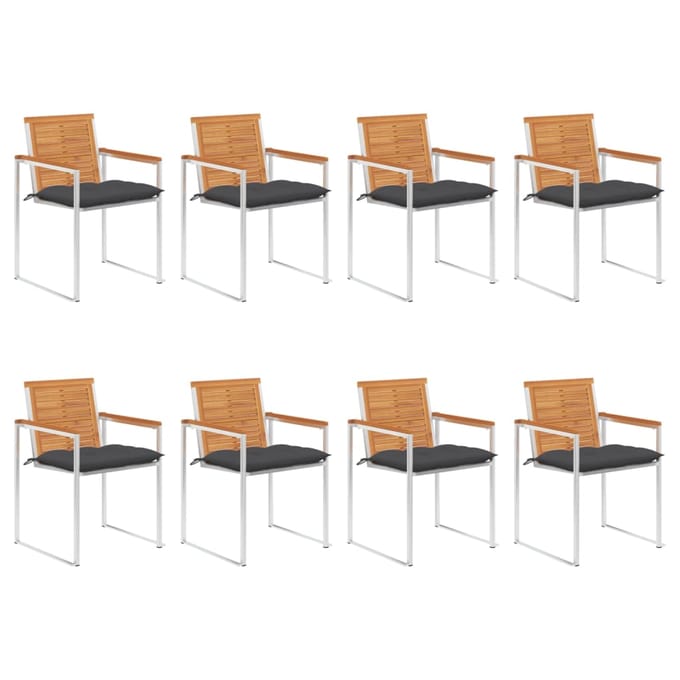 vidaXL - Tuinstoelen - 8 - st - met - kussens - massief - acaciahout