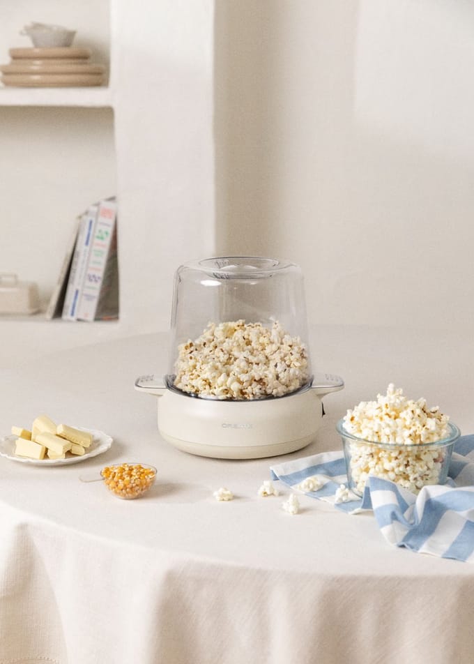 CREATE - Popcornmaker met botersmelter, klaar in 5 minuten, Gebroken wit - POPCORN MAKER STUDIO
