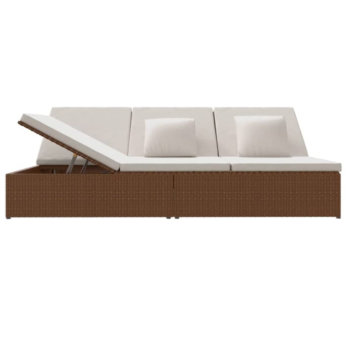 vidaXL - Ligbed - met - kussens - converteerbaar - poly - rattan - bruin