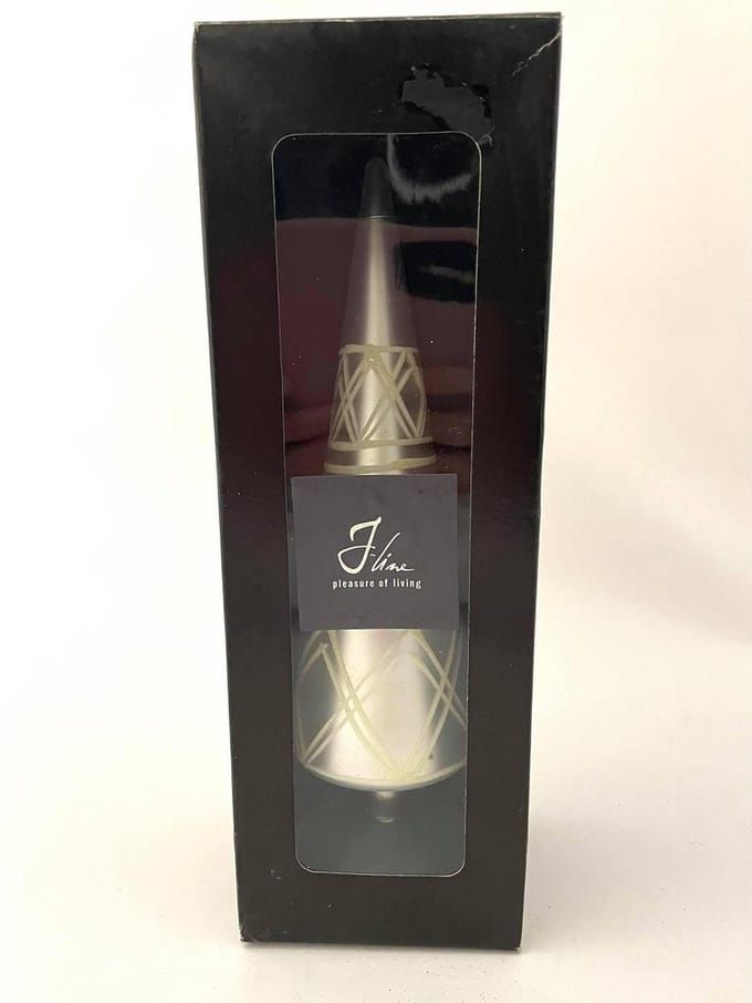 J-Line Kerstboom op voet mat glas ivoor/glitter/diamant 25cm