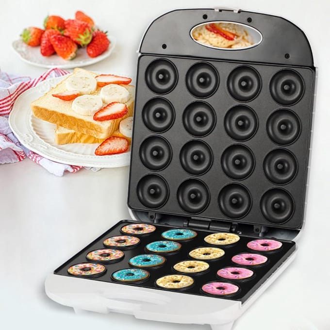 Mini Donut Maker - Apparaat voor Donuts - Ontbijt Snacks Maken - 16 Gaten