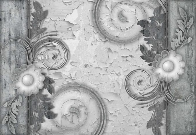 Fotobehang Abstract Vintage Pattern Black White | XL - 208cm x 146cm | 130g/m2 Vlies