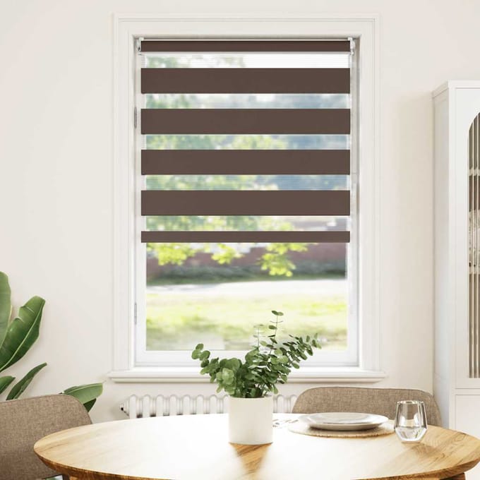vidaXL - Zebra - rolgordijn - 50,9x100 - cm - stofbreedte - 46,7 - cm - koffiebruin