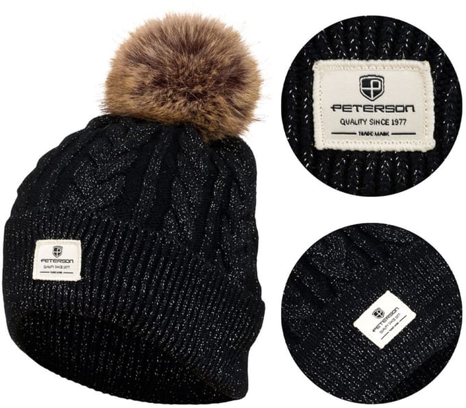 Peterson - Damesmuts met Pompon - Zwart - Elegant