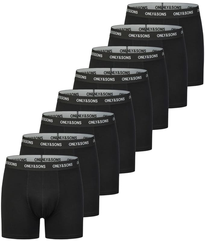 Only & Sons Heren Boxershorts ONSSCOTT 8 PACK Zwart 3XL Ondergoed met Elastische Softband