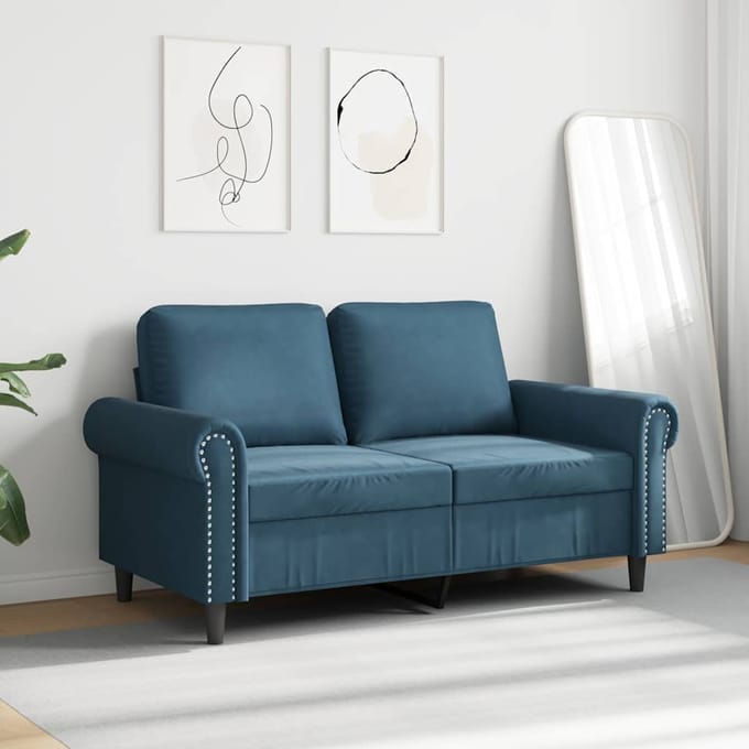 vidaXL - Tweezitsbank - 120 - cm - fluweel - blauw