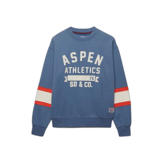 Superdry Aspen Athletics Preppy Ski Sweater Blue Grootte: 38