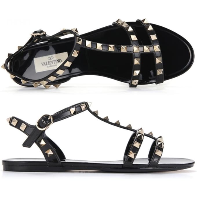 Valentino Rockstud Platte Sandalen 6w2s0h38 Pvs 0no 6W2S0H38 PVS 0NO (37) black