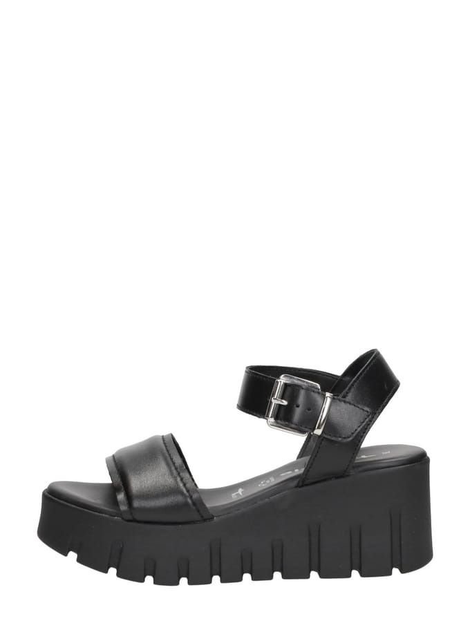 Tamaris Sandalen Met Hak zwart Leer - Maat 36