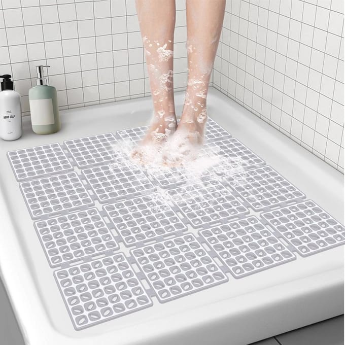 Vierkante Antislip Douchemat met Zuignappen en Afvoergaten - 60 x 60 cm
