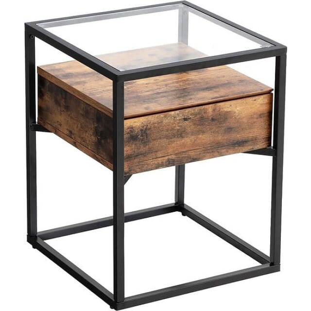 Bijzettafel Drift - Glas - Industrieel - 43x43x54 cm