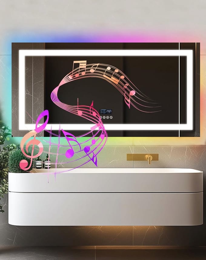 RGB Badkamerspiegel met Bluetooth en LED Verlichting - 120 x 60 cm