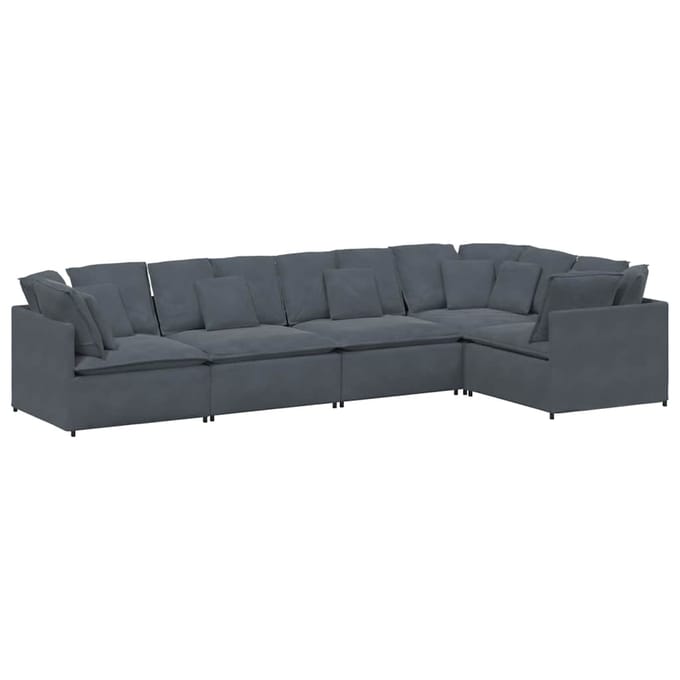 vidaXL - Modulaire - bank - met - kussens - fluweel - donkergrijs