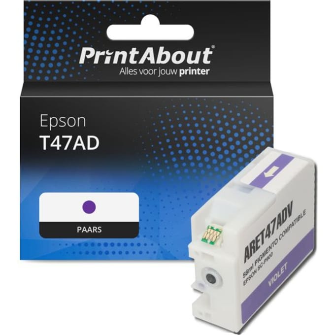 PrintAbout huismerk Inktcartridge T47AD Paars Geschikt voor Epson