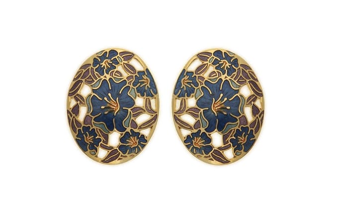 Behave - Oorringen dames - bloemmotief - blauw - 2,7 cm