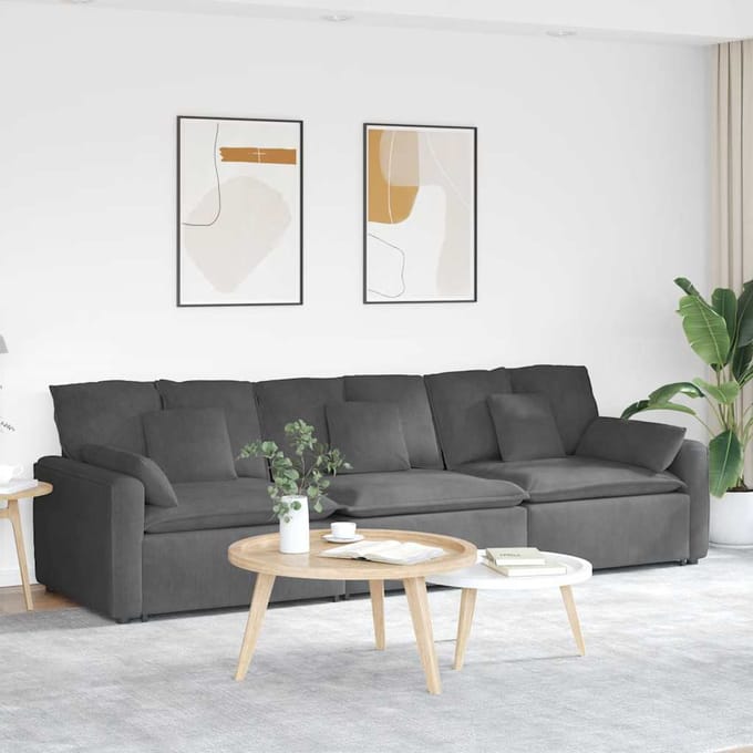 vidaXL - Modulaire - bank - met - kussens - donkergrijs